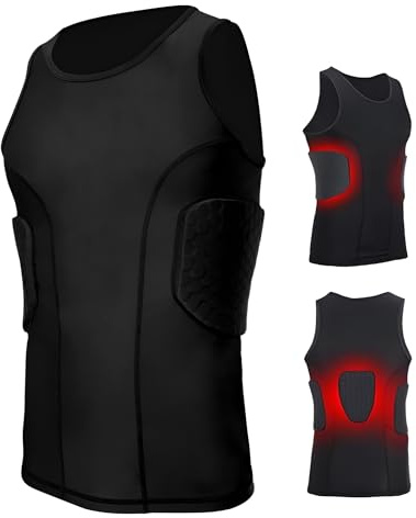 SOONHUA Gepolstertes Fußballtrikot für Herren, gerippt, stoßfest, Silikon, gepolsterte Weste, Shorts, Hose, Sportschutz, Zubehör, Basketball, Schutzausrüstung, Rugby-Tanktop