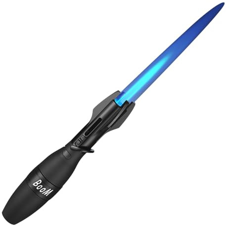 Kreatives Raketen-Fidget-Feuerzeug, Windfeste Flamme trifft auf Fidget-Spaß, Nachfüllbares Lang Stabfeuerzeug, Jetflamme Feuerzeug Geschenke für Männer (Schwarz)