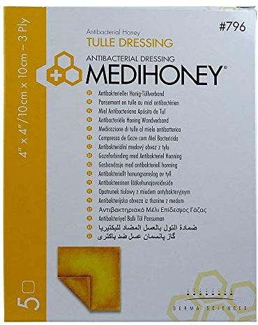 MEDIHONEY antibakterieller Tüllverband 10x10 cm 5 St
