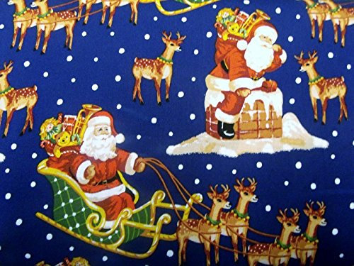 Fat Quarter Nostalgischer Weihnachtsmann Schlitten Weihnachten Baumwolle Quilt-Stoff