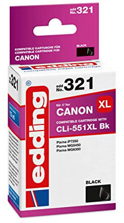 edding Druckerpatrone EDD-321 - Einzelpatrone - Foto-Schwarz - 13 ml - Reichweite 845 Seiten - Ersetzt Canon CLI-551XL