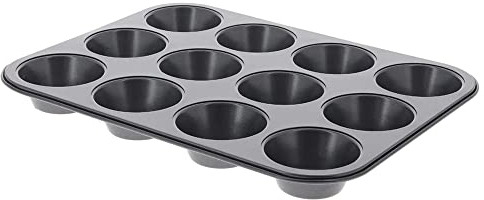 De Buyer - Plaque de 12 muffins en acier antiadhésif - 34 cm x 26 cm x 3 cm -, Noir