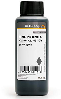 Octopus Nachfülltinte kompatibel für Canon CLI-551 GY/CLI-551 GYXL grau 500ml für Canon Pixma MG 6350