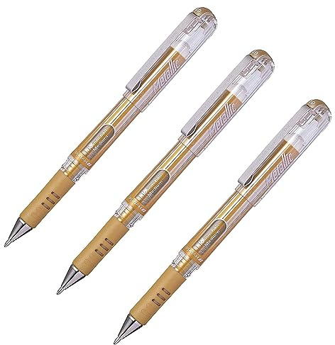 Pentel 3 Stück Gel Tintenroller K230 M, gold