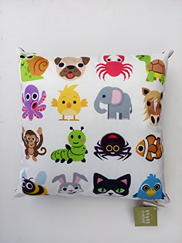 Tiere und Insekten Emoji-Emoticon Kissen, mit Reißverschluss, 43 x 43 cm