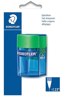 Staedtler 511 006 BK 511 006 Tub Pencil Sharpener On Blister Card | For pencils up to 8.2 mm diameter, safety lock, robust – item no. 511 006 BK