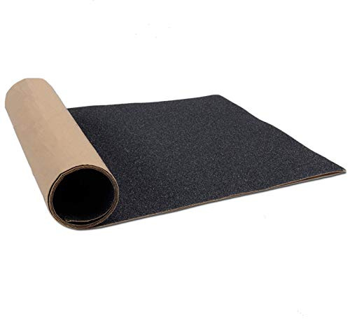 ZUEXT 10.6 x 43.3 Black Skateboard Grip Tape Sheet, Bubble Free Waterproof Black Scooter Grip Tape, Longboard Griptape, Sandpaper for Rollerboard Stairs Pedal Wheelchair Steps (110x27cm)