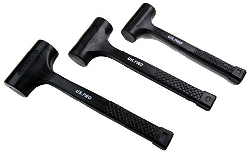 US PRO 3pc Rubberised Dead Blow Hammer Mallet Set 1lb 2lb 3lb Shot filled reduce bounce B1664