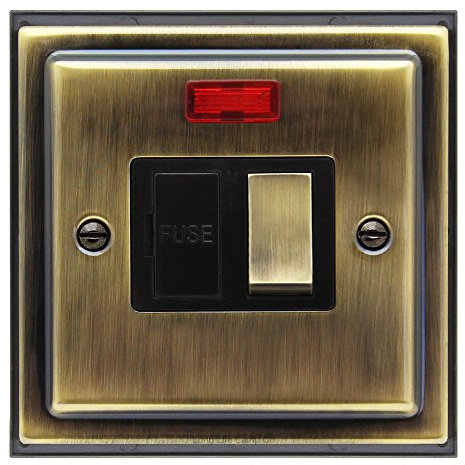 Brush Antique Brass 13amp Switched Fused Spur Connection Unit Neon Indicator BE419 KME