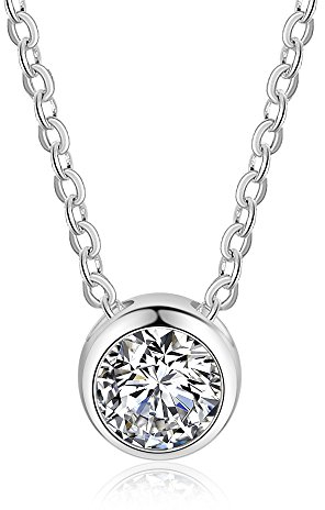 Bo&Pao Kette-Damen Silber Sterling 925 mit rund Zirkonia, 45 cm, verstellbar