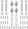 Tiberham Sonnensegel Hardware Kit, rechteckig/quadratische Sonnensegel, Installation für Terrasse, Rasen, Garten, strapazierfähig, rostfrei, 44 Stück