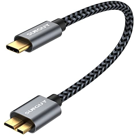 SUNGUY USB C auf Micro B Kabel USB 3.1, 0.3M 10Gbps USB C Stecker auf Micro B Stecker Festplattenkabel kompatibel mit Toshiba, Seagate, WD,Galaxy S5 Note 3,HDD usw-Grau