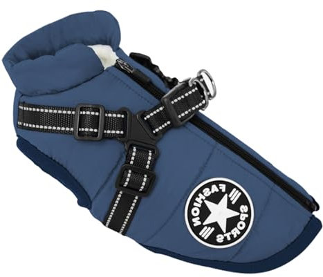 Kleine Hundejacke mit Geschirr, Outdoor-Hundesportweste, warmer Wintermantel für Katzen, Welpen, kleine Hunde