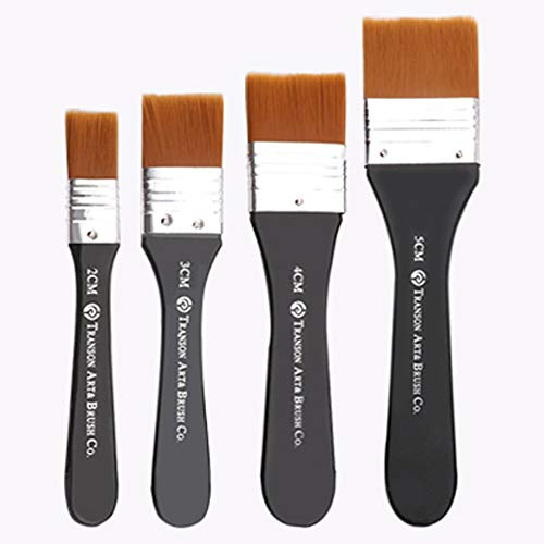 Farbpinsel Set Malerpinsel Flachpinsel Pinselset Lackierpinsel Lasurpinsel Pinselsatz Pinselset Ideal für Wand- und Holz Farbe zum Beizen, für Leim und Gesso Grundierungen Pinsel zum Malen 4 Stück