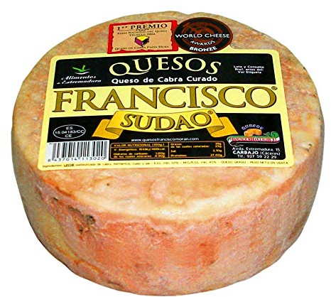 Queso de Cabra Sudao Extremeño - Producto Artesano Maduración 3 a 4 Meses Peso Aproximado 800-850 gramos - Elaborado con leche pasteurizada de Cabra - Queso Completo