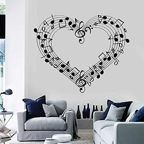 Musikpartitur Wandtattoo Liebe Herz Musik Studio Schlafzimmer Wohnzimmer Wohnkultur Vinyl Fenster Aufkleber Musik Note Kunst Wandbild 57X69 Cm