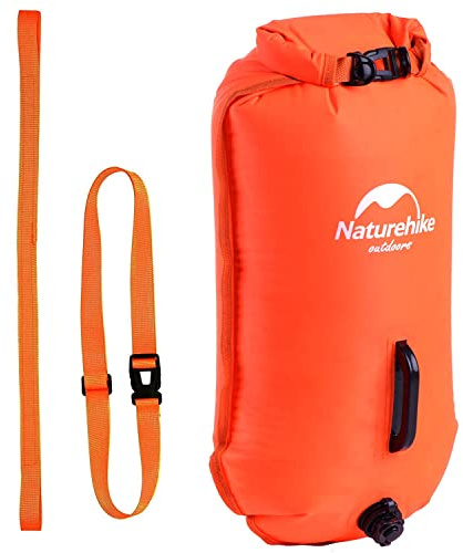 Naturehike Aufblasbarer Trockensack, 18L Wasserdichter Rucksack mit 2 Luftkammern für Open Water Schwimmen und Triathlon-Training, Leichte Schwimmhilfe zum Schnorcheln, Rafting, Bootfahren