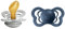 BIBS Couture Schnuller 2er-Pack, BPA-frei, Kiefergerechte Form. Naturkautschuk/Latex, Hergestellt in Dänemark. 6-18 Monate (2er Pack), Cloud/Steel Blue