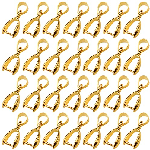 Baven Anhängerschlaufe 100 Stück Ösen Anhänger Kettenverschluss Clip Prise Kaution Schmuckanhänger für Anhänger Halskette Schmuck DIY Handwerk Machen Golden Schmuck Zubehör Collierschlaufen Verbinder