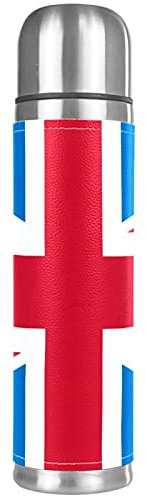 Thermoskanne mit britischer Flagge im Retro-Stil, vakuumisoliert, kompakt, Edelstahl, für Kaffee und Reisen, 500 ml