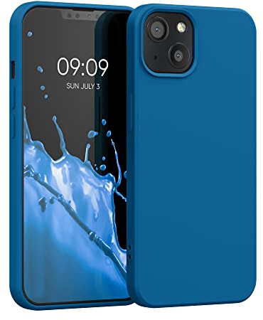 kwmobile Custodia Compatibile con Apple iPhone 13 Cover - Back Case per Smartphone in Silicone TPU - Protezione Gommata - blue reef