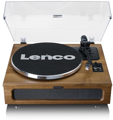 Lenco Giradischi LS-410 - Giradischi Bluetooth - altoparlante integrato 40 Watt RMS - trasmissione a cinghia - preamplificatore - RCA Out e AUX-in - legno LS-410WA marrone