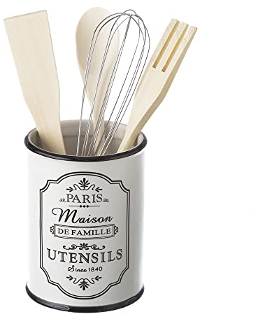 Porta utensilios París de stoneware blanco de Ø 10x14 cm - LOLAhome