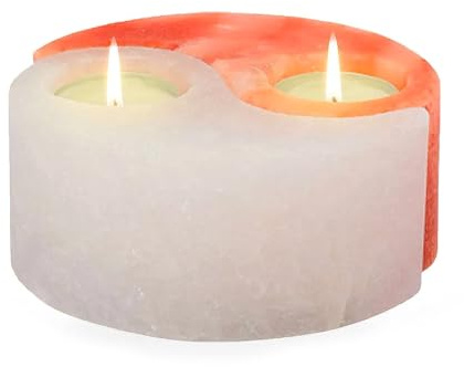 Aromasenses | Teelichthalter aus Himalaya-Salz Yin Yang ca. 1,8 kg | Punjab Pakistan | 100% Naturrein | Handgefertigt – Dekoration – Entspannung – Meditation