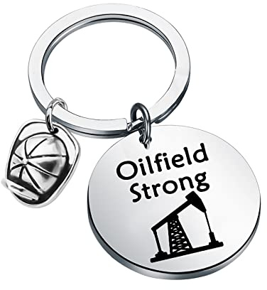 HOLLP Oil Rig Gift Offshore Jewelry Oilfield Strong Keychain for Oilfield Worker, Oilfield Strong, S