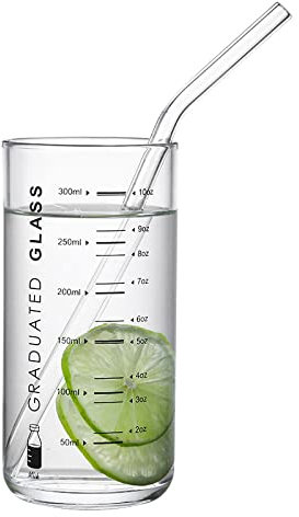 TOMYEUS Verre doseur gradué de 300 ML en Verre Borosilicate pour Eau, vin, Liquide Chaud ou Froid, Passe au Micro-Ondes, au Four,C