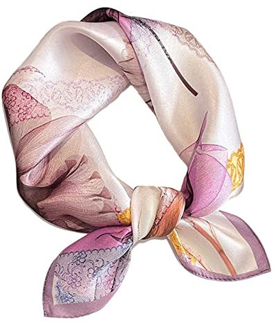 Aufeel Damen 100% Reine Maulbeerseide Kleiner quadratischer Schal - Halstuch Frauen - Seide Kopftuch - 53,3 x 53,3 cm, Veilchen, Small