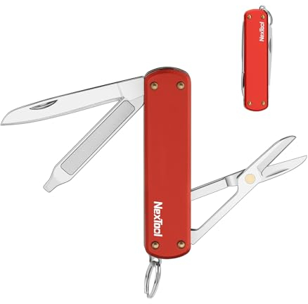 NexTool Taschenmesser, Geschenk für Männer, Faltbares Edelstahl Klappmesser, Pocket Knife mit Schere, Mini Taschenmesser, Einhand, Schlüsselanhänger, 5 Funktionen Taschenwerkzeug für Campen - Rosa