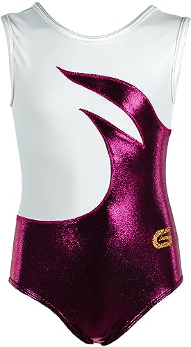 GETTY-SPORTS Turnanzug Luise ohne Arm für Mädchen/Damen (dark berry/white) Größe 164