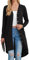 GRECERELLE Women's Long Lightweight Cardigan Long Sleeve Button Down Loose Outwear Cardigans Jacket with Pockets for Ladies UK Black-XL