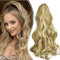 Dcbaboo Ponytail Extension Pferdeschwanz Haarteil Zopf Extension mit Klammer Gewellte Lang Haarverlängerung Zopf Clip Synthetik Lockig Pferdeschwanz Haarextension, 45cm Sandy Blonde & Bleichblond