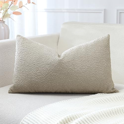 Artscope 1er Set Boucle-Kissenbezügen Einfarbig Wurfkissenbezug Moderne Dekokissen Kissenhülle Set Kissen Fall für Sofa Auto Schlafzimmer Zuhause Dekor 40x60cm, Haferflocken