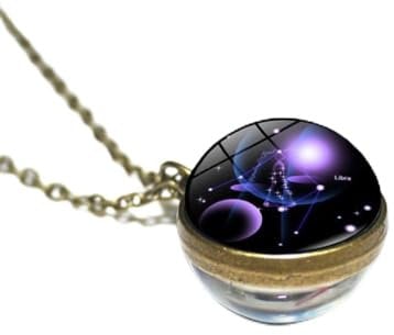 ALTCIRNMD 12 Constellation Necklace for Women Men Twelve constellations crystal glass ball necklace Zodiac Sign Pendant Astrology Horoscope Constellation Jewellery,Libra