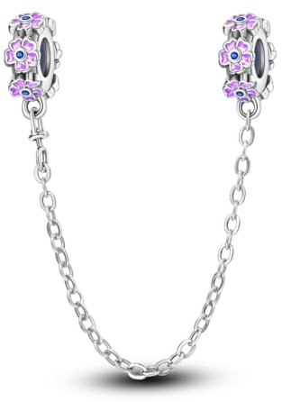 NARMO 925 flores de plata esterlina encanto cadena de Seguridad pulsera Pandora