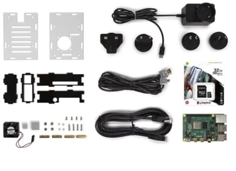 Whadda Starter kit Raspberry Pi 4 (4 GB) con custodia di raffreddamento, set completo per progetti Raspberry Pi 4 con MicroSD da 32 GB, Gigabit Ethernet, HDMI 4K, Bluetooth 5.0 e supporto PoE, impara