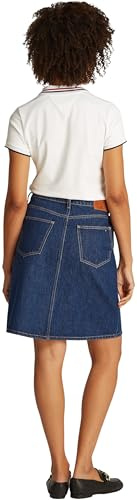 Tommy Hilfiger Donna Gonna in Jeans Straight Ace Lunghezza al Ginocchio, Blu (Ace), 40