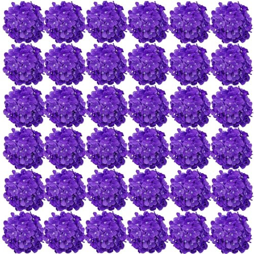 FagusHome 35 Pz Teste Fiore di Ortensia 18CM Artificiale Fiori Artificiali con Steli Fiori di ortensie fintiper la Decorazione (Viola chiaro)