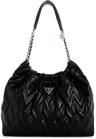 GUESS Large, Borsa Hobo Grande EDA Donna, Nero, One Size
