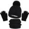 WANYI Mütze Schal Set Mädchen, Wintermütze Kinder Beanie Mütze Schal Handschuhe Set Mützen Jungen Warme Bommelmütze Strickmütze mit Weichem Innenfutter für Kinder 1-6 Jahre (A, Schwarz)