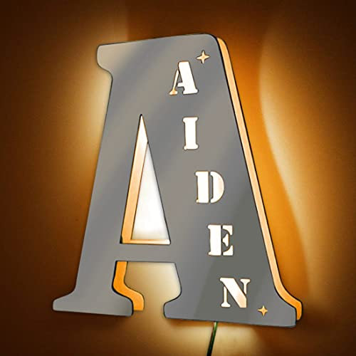 Personalisierte Name Letter Mirror Light, benutzerdefinierte Alphabet LED Light Up Mirror Name Night Light Lampe für Schlafzimmer, Weihnachten Valentinstag Idee Geschenke für Frauen Mom Wife