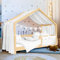 Hausbett Himmel Deko Set, Betthimmel Hausbett aus Musselin - 1 Betthimmel & 1 Wimpelkette, für Jungen Mädchen Deko für Kinderzimmer, Baldachin Kinderzimmer Deko I 135 x 360cm Weiß