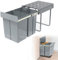 Froadp Einbau Mülleimer Küche Abfalleimer Ausziehbar Müllsammler 3 Fächer Mülltrennungs-System Vollauszug mit Teleskopschienen 48 x 34.2 x 41.8 cm - 2x10L+1x20L