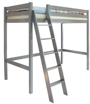 TiCAA Hochbett Hochschläfer Matthias Kiefer Hellgrau 90x200 cm