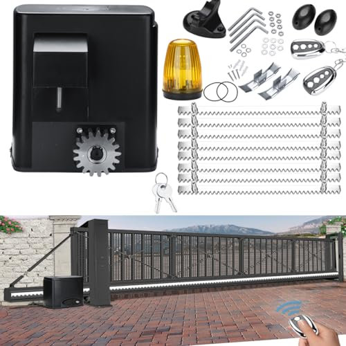 Izrielar 280W Motor Puerta Corredera con 2 mandos a distancia peso máx. de la cancela 600kg, Control Remoto 50 m, 12M automatismo para puertas correderas de garaje