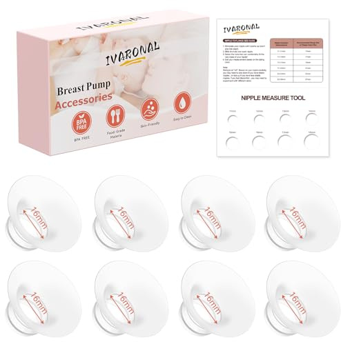 8pcs Flange Insert 16mm Compatible with Momcozy Air 1/W1/M9/M6/M5/S12 Pro/V1 Pro/V2 Pro,for Spectra/Medela/MomMed/eufy/Lansinoh/Elvie Breast Pump