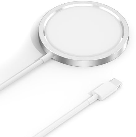 Wireless Caricatore Magnetico 15W【Certificato MFi】Rapida Caricatore Caricabatterie Senza Fili Portatile,Compatibile con iPhone 16/15/14/13/12 e Airpods 2/3/Pro/2 (Nessuna spina di ricarica)